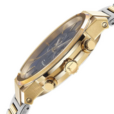 Ferragamo Men’s Swiss Made Quartz Two Tone Stainless Steel Blue Dial 41mm Watch SFME00521